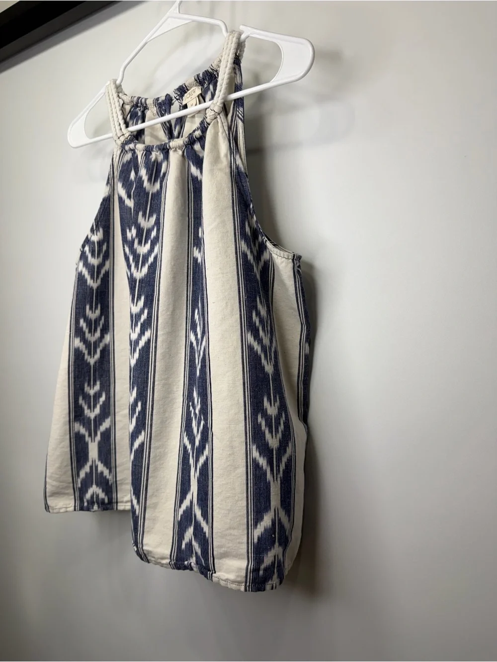 J.Crew Blue & White Ikat Print Rope Strap Tank Top - Picture 3 of 9